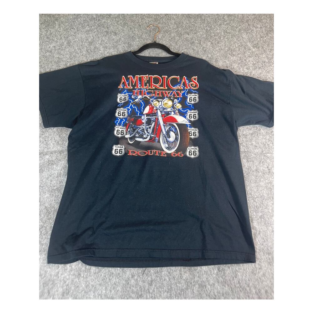 VTG Americas Highway Route 66 Graphic T Shirt Mens Large Black Fruit Of The Loom
